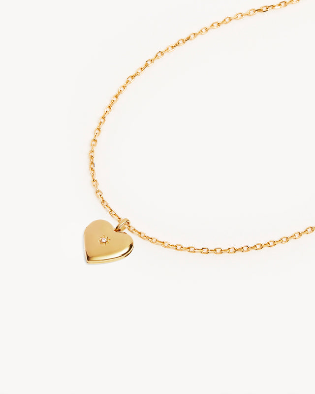 18k Gold Vermeil 18" Large Heart Lotus Locket Necklace