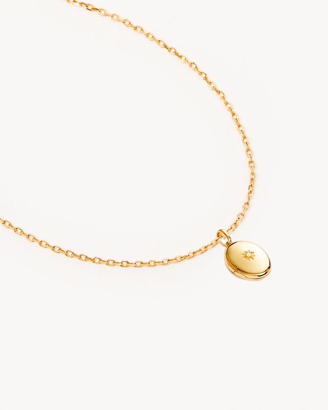 18k Gold Vermeil 18" Rounded Lotus Locket Necklace