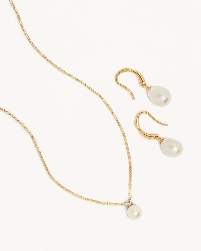 18k Gold Vermeil Pearl Jewellery Gift Set