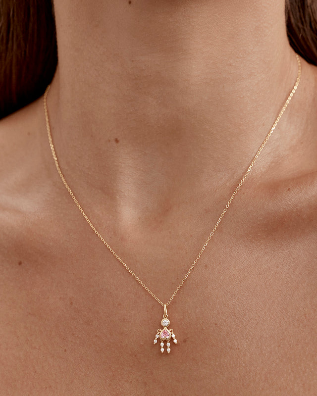 18k Gold Vermeil Tiny Dancer Necklace - Pink Crystal