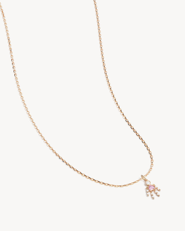 18k Gold Vermeil Tiny Dancer Necklace - Pink Crystal