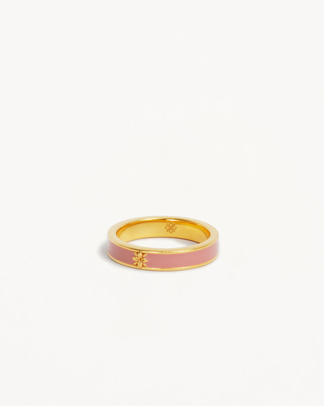 18k Gold Vermeil Born to Bloom Enamel Ring - Pink Clay