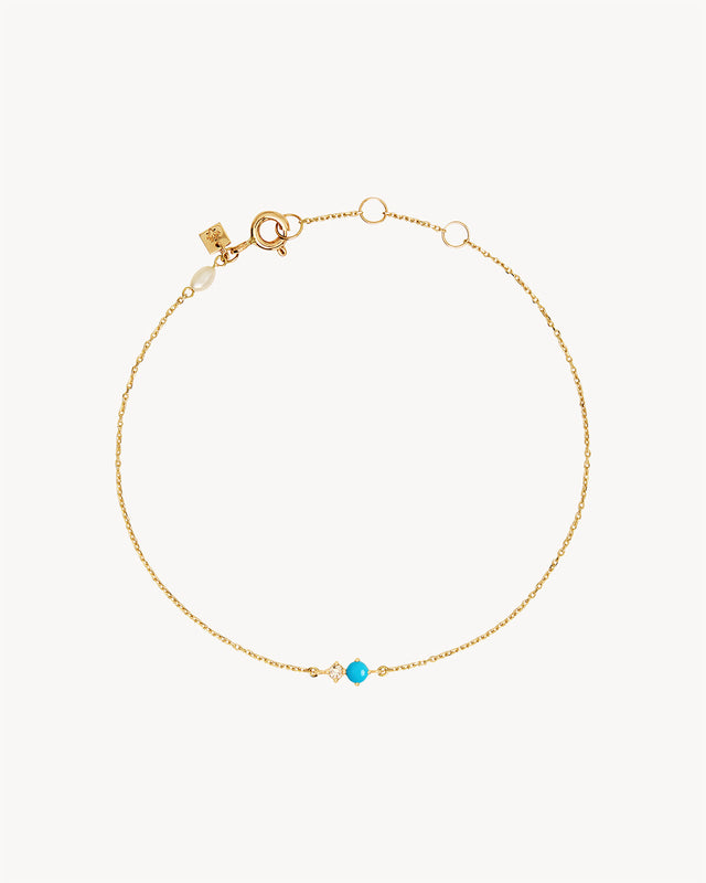 14k Solid Gold Magic Within Birthstone Bracelet - December Turquoise