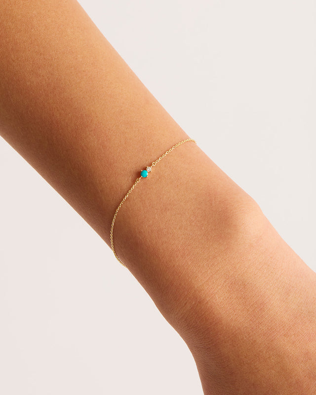 14k Solid Gold Magic Within Birthstone Bracelet - December Turquoise