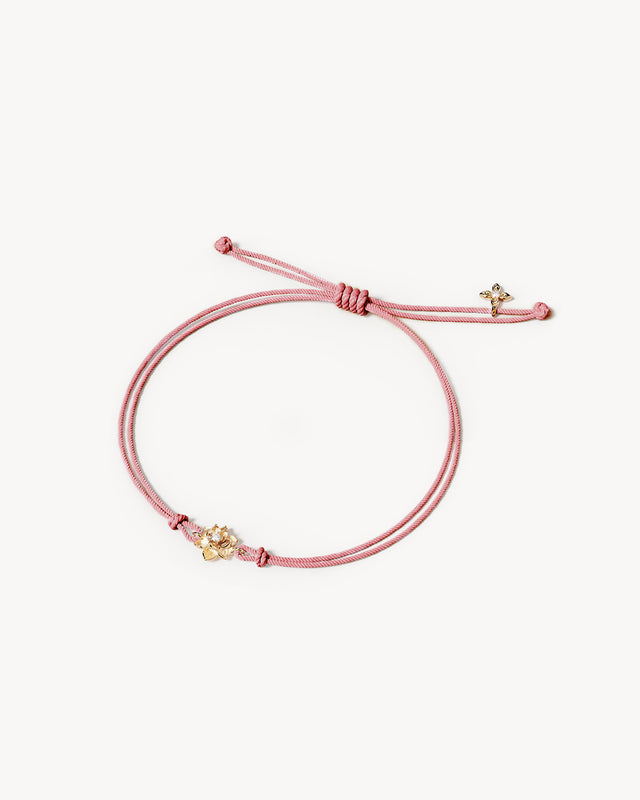 18k Gold Vermeil Serene Lotus Cord Bracelet - Dark Pink