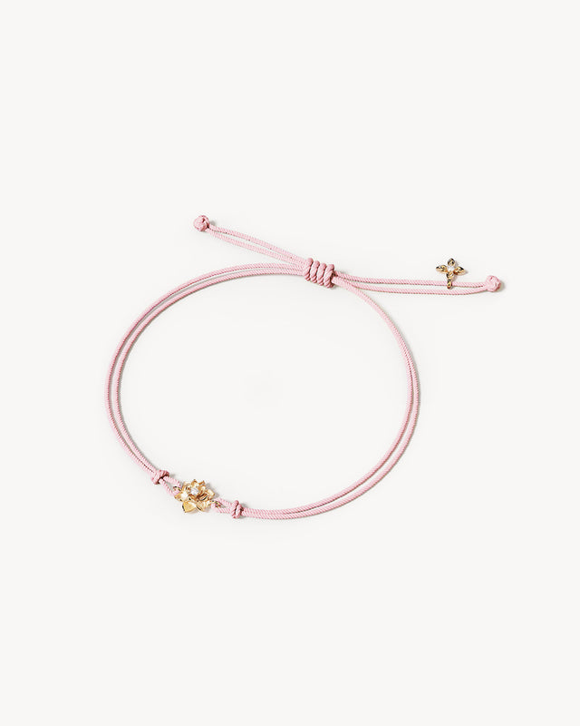 18k Gold Vermeil Serene Lotus Cord Bracelet - Light Pink