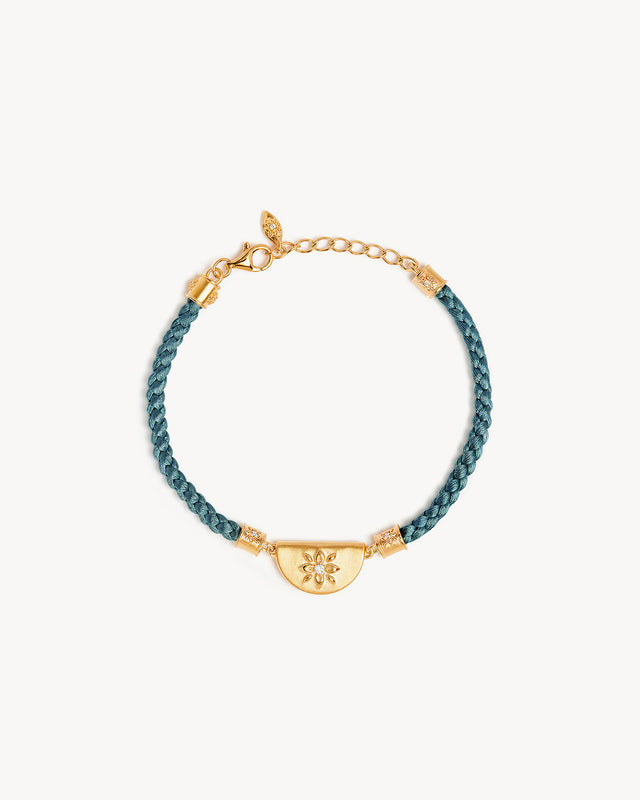 18k Gold Vermeil Lotus Cord Bracelet - Blue Denim