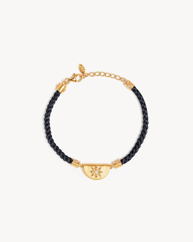 18k Gold Vermeil Lotus Cord Bracelet - Noir