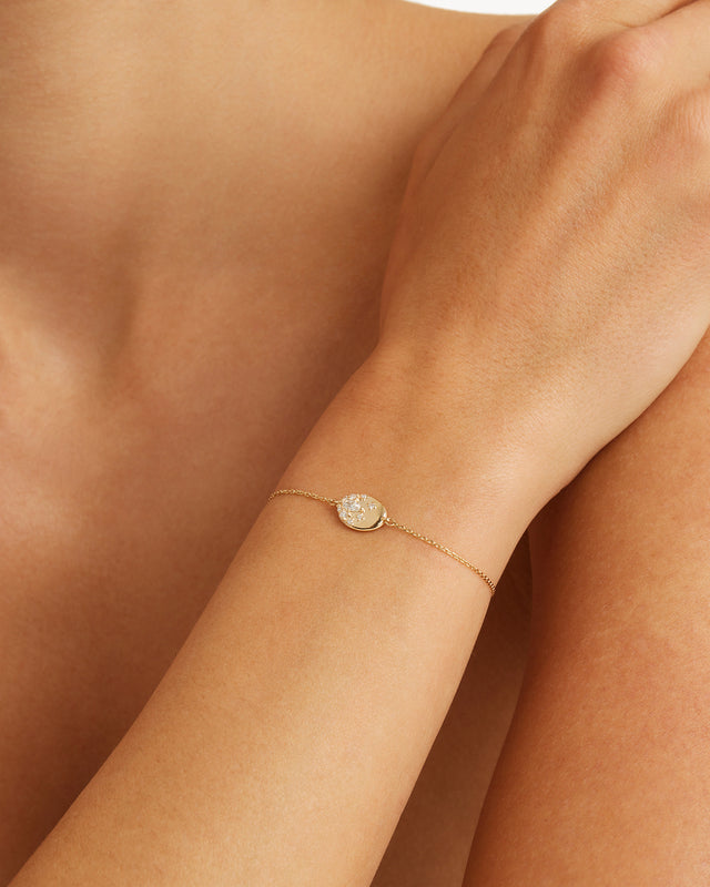 9k Solid Gold Lotus Within 0.18ct Lab-Grown Diamond Bracelet