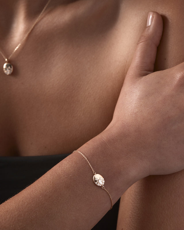 9k Solid Gold Lotus Within 0.18ct Lab-Grown Diamond Bracelet