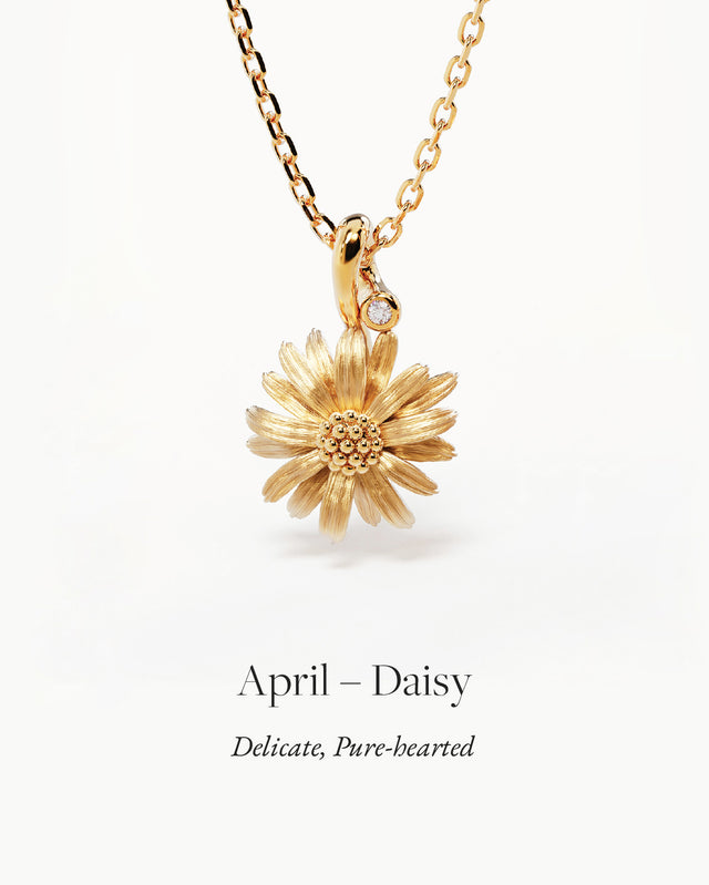 18k Gold Vermeil Daisy April Birth Flower Necklace