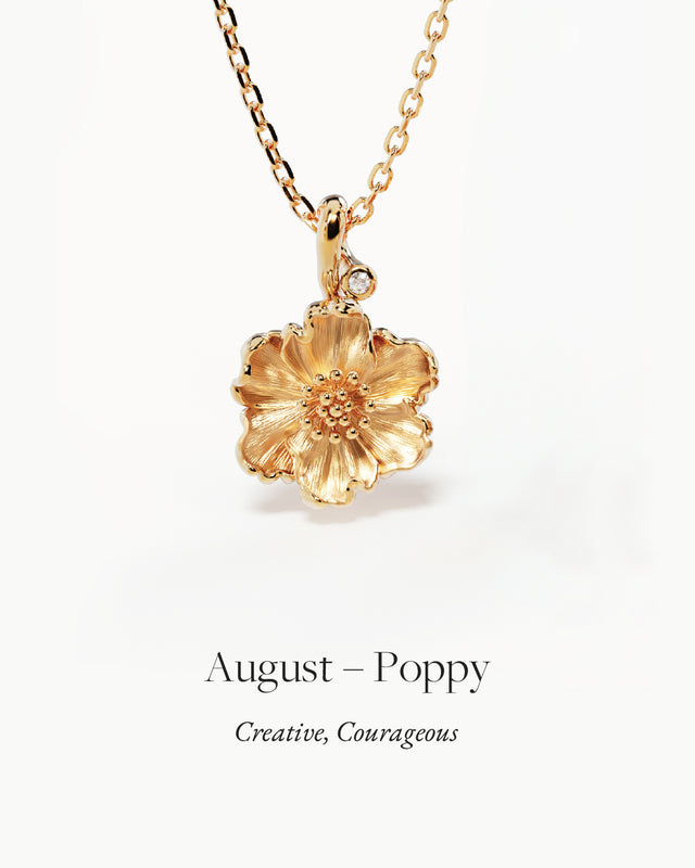 18k Gold Vermeil Poppy August Birth Flower Bracelet