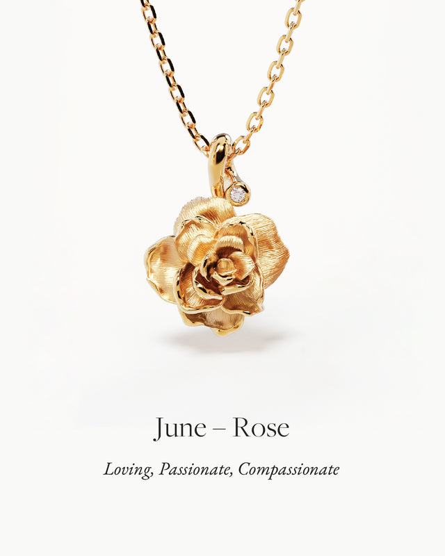 18k Gold Vermeil Rose June Birth Flower Bracelet