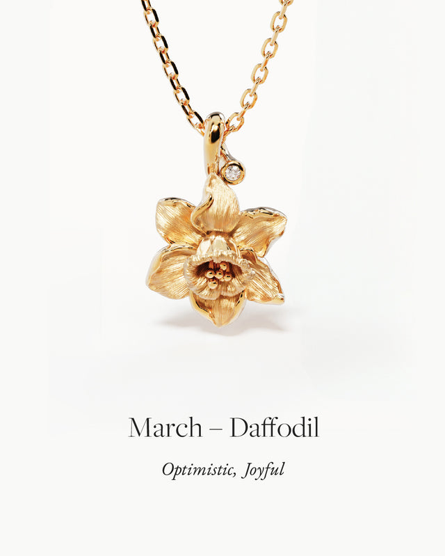 18k Gold Vermeil Daffodil March Birth Flower Necklace