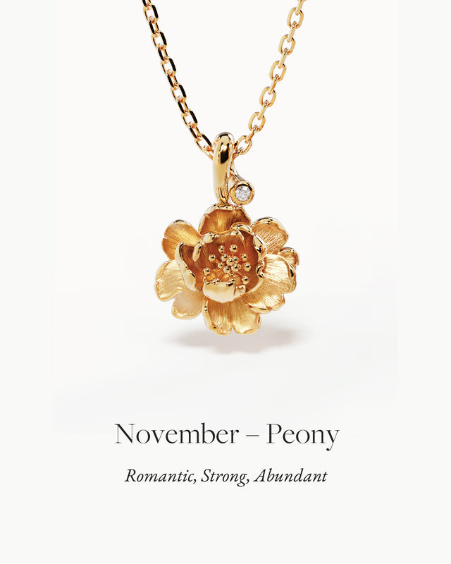 18k Gold Vermeil Peony November Birth Flower Bracelet