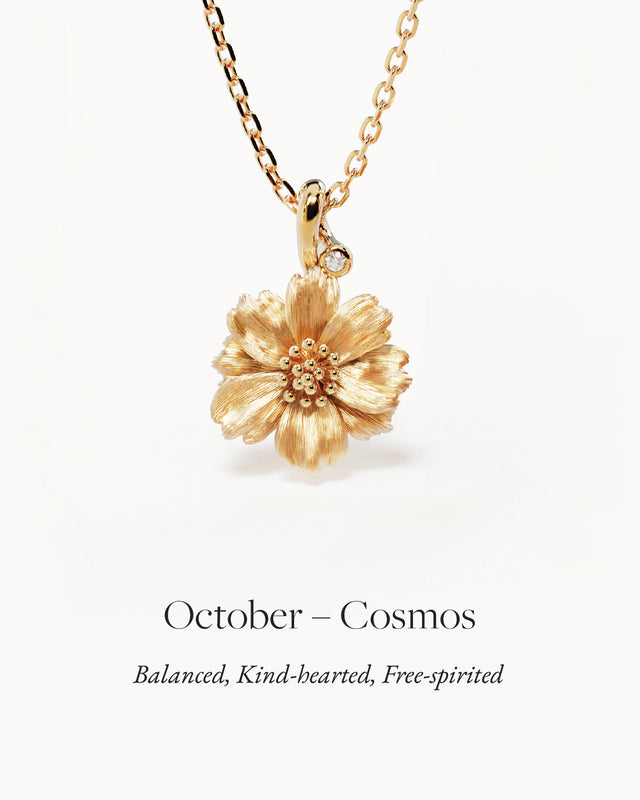 18k Gold Vermeil Cosmos October Birth Flower Necklace