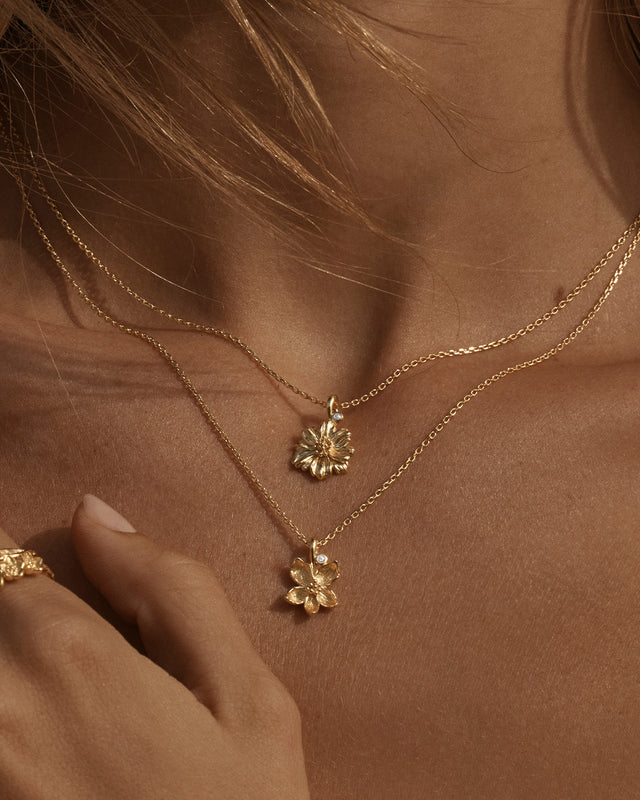 18k Gold Vermeil Daisy April Birth Flower Necklace