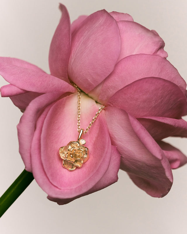 18k Gold Vermeil Rose June Birth Flower Necklace