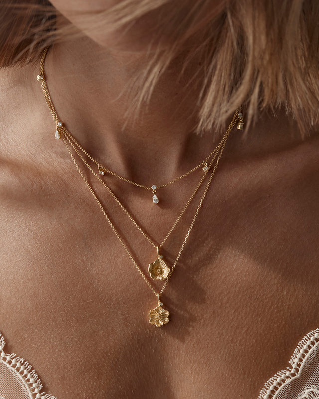 18k Gold Vermeil Morning Glory September Birth Flower Necklace