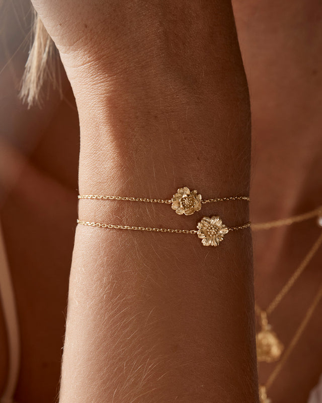 18k Gold Vermeil Peony November Birth Flower Bracelet
