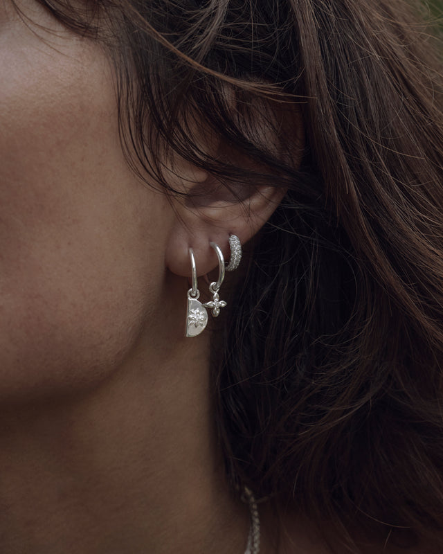 Sterling Silver Lotus Hoops