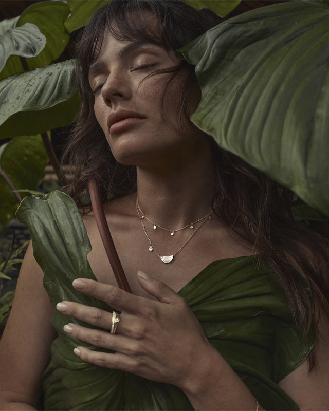 18k Gold Vermeil Lotus Birthstone Necklace - August - Peridot