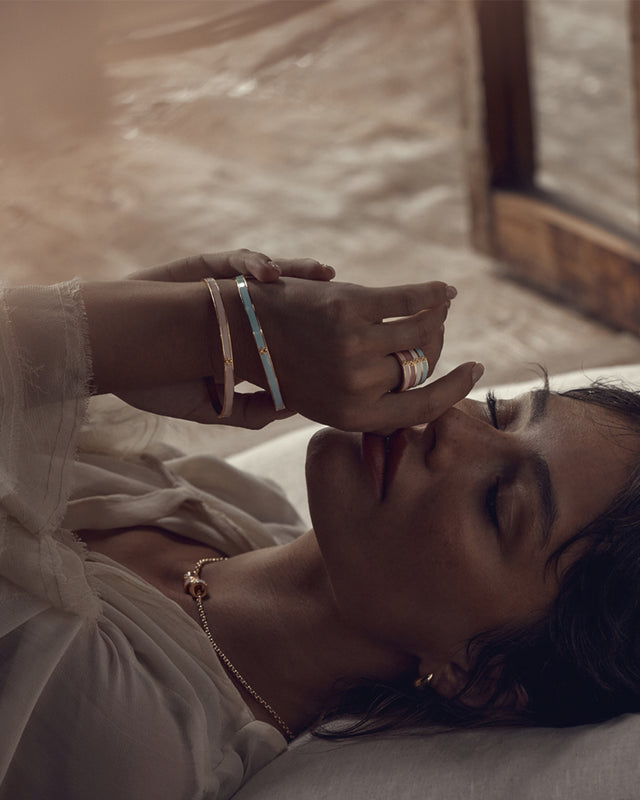 18k Gold Vermeil Born to Bloom Enamel Ring - Pink Clay