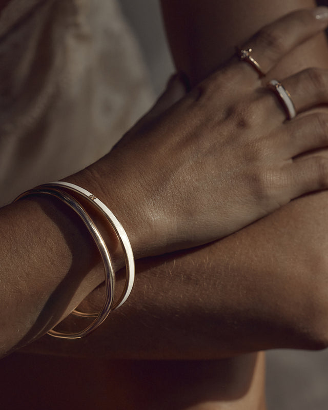 18k Gold Vermeil Born to Bloom Enamel Ring - Bone