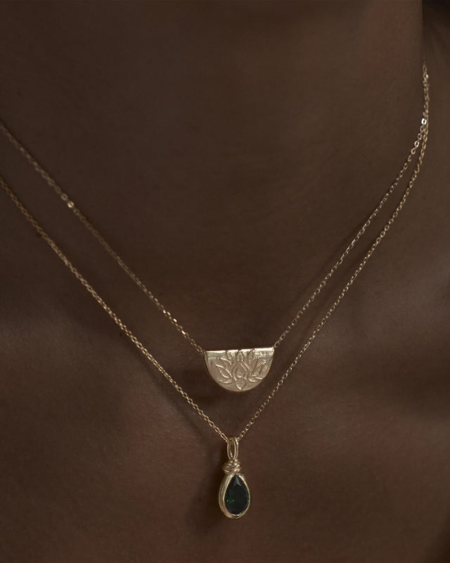 18k Gold Vermeil Soul Searching Necklace - Ocean Green