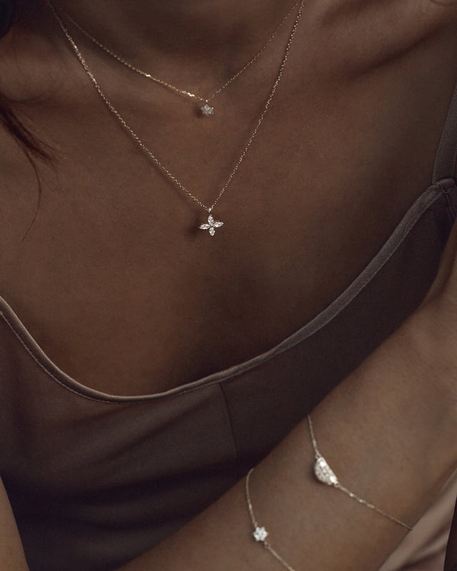 14k Solid Gold Blossom Lab-Grown Diamond Necklace