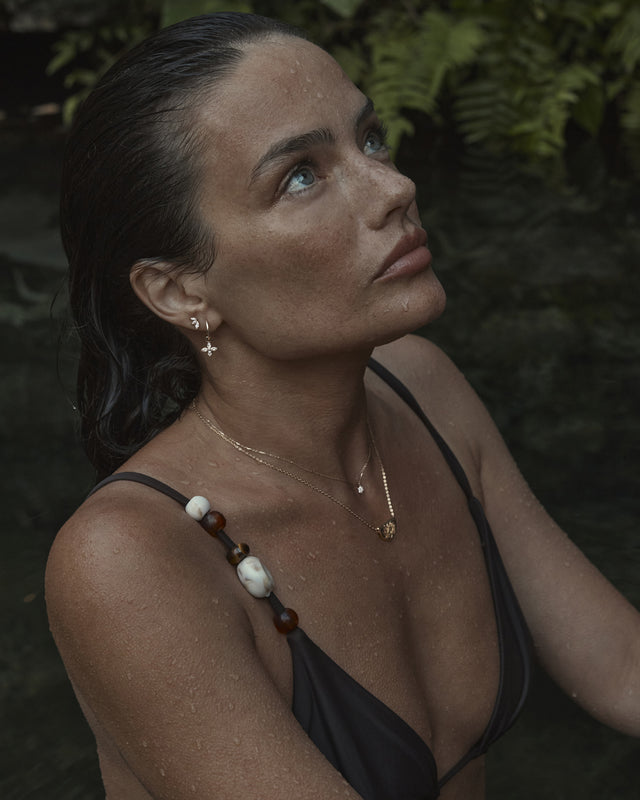 14k Solid Gold Blossom Lab-Grown Diamond Hoop