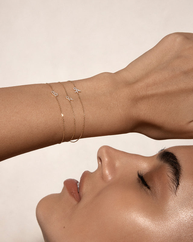 14k Solid Gold Diamond Love Letter Bracelet