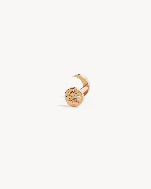 14k Solid Gold Mini Moon Cartilage Earring