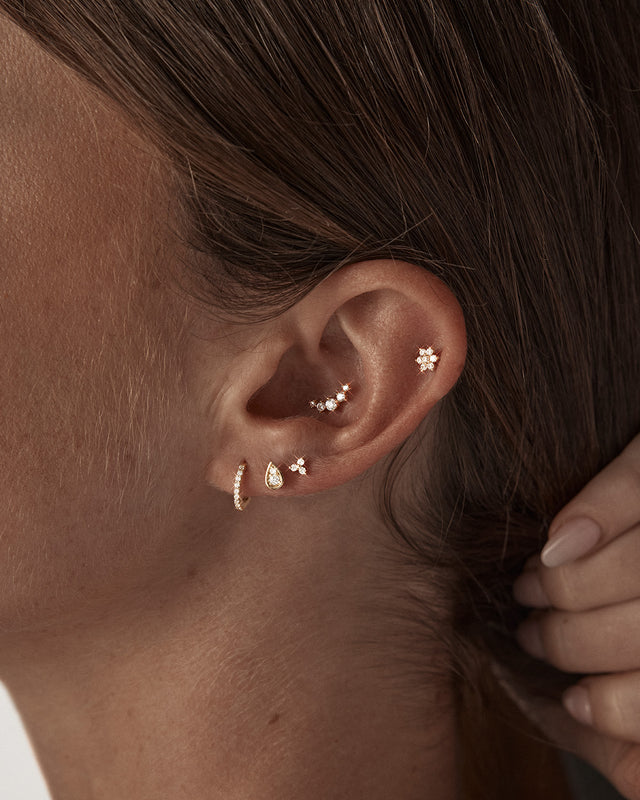 14k Solid Gold Fly Me To The Moon Cartilage Earring