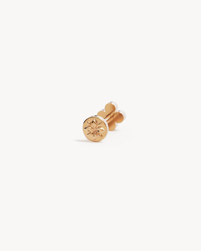 14k Solid Gold Lucky Clover Lab-Grown Diamond Cartilage Earring