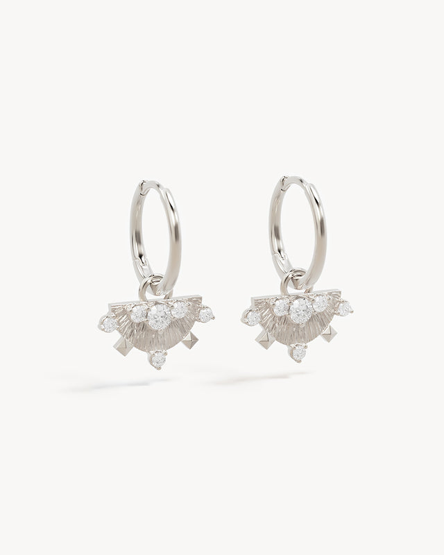 Sterling Silver Lotus Rain Hoops