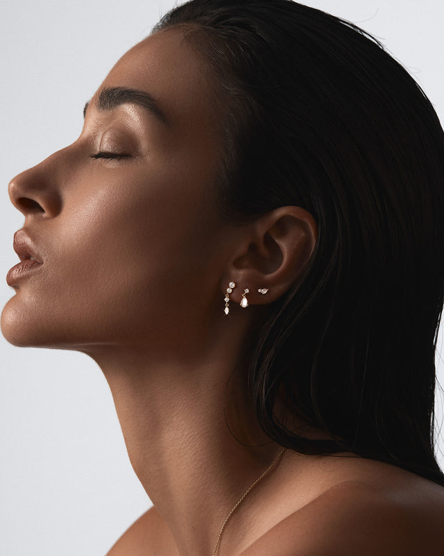 9k Solid Gold Silent Bloom Lab-Grown Diamond Earring