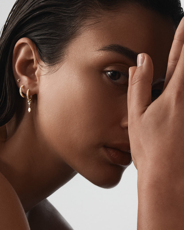 9k Solid Gold Sunkissed Lab-Grown Diamond Hoop