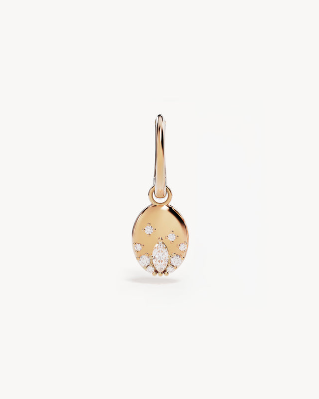 14k Solid Gold Floating Lotus Lab-Grown Diamond Hoop