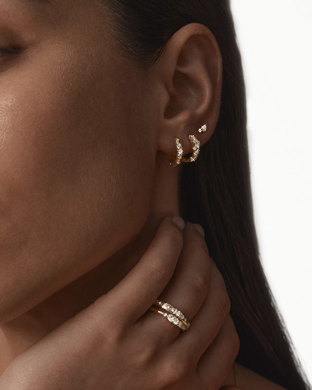 9k Solid Gold Beneath the Morning Light 0.1ct Lab-Grown Diamond Hoop