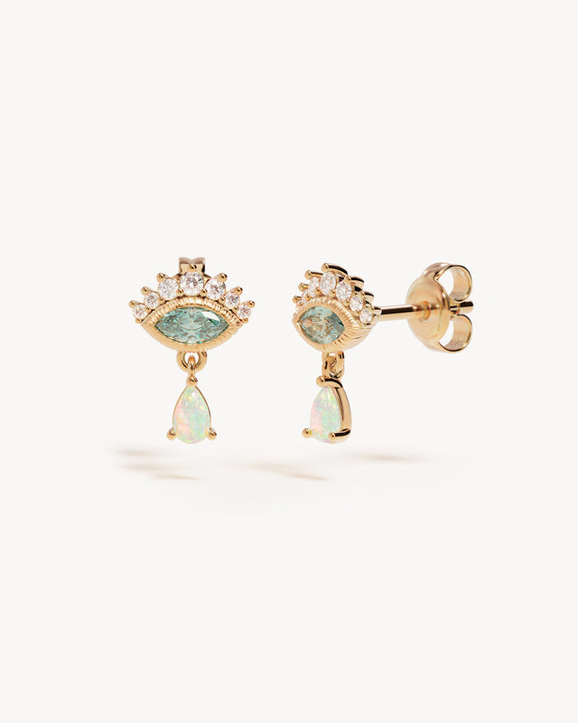 18k Gold Plated Protected Halo Drop Earrings