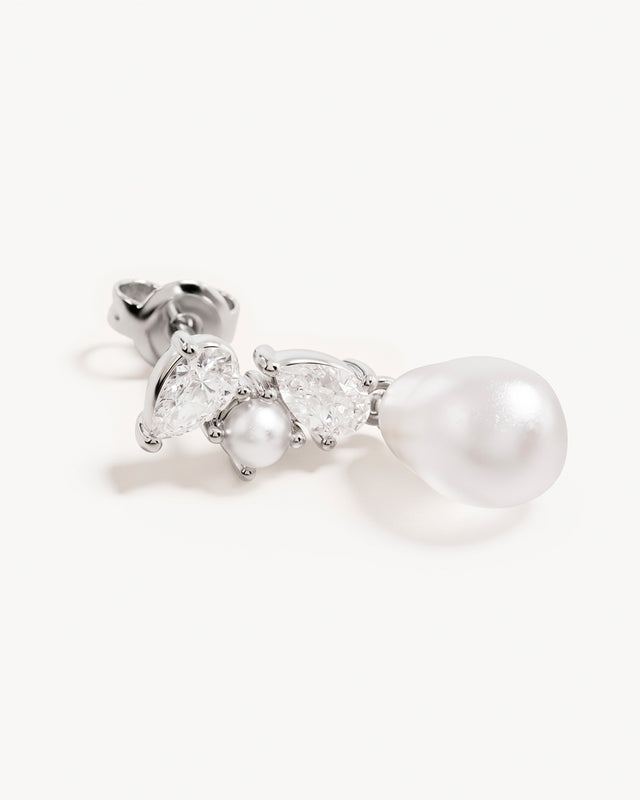 Sterling Silver Moments in Time Pearl Drop Earrings