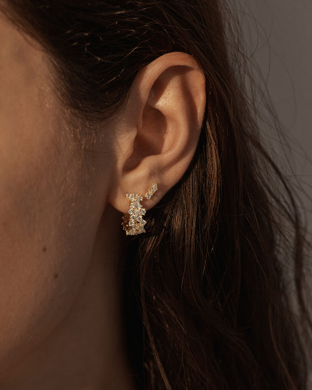 18k Gold Plated Crystal Dust Hoops