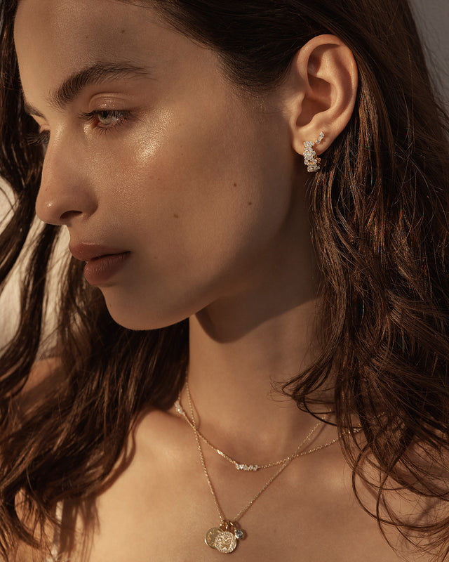 18k Gold Plated Crystal Dust Hoops