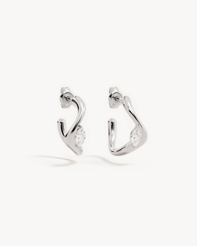 Sterling Silver Crystal Wings Hoops