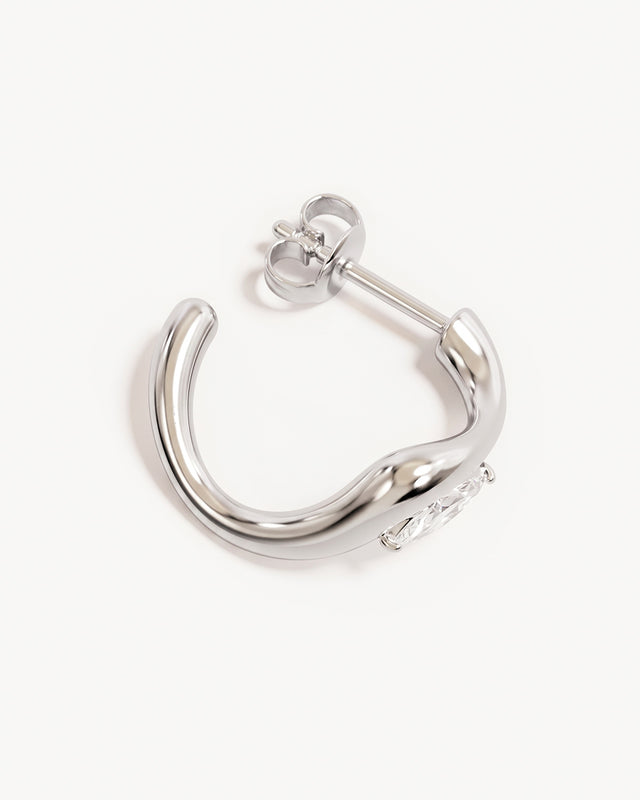 Sterling Silver Crystal Wings Hoops