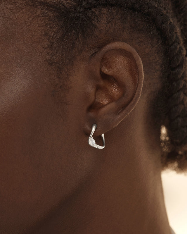 Sterling Silver Crystal Wings Hoops