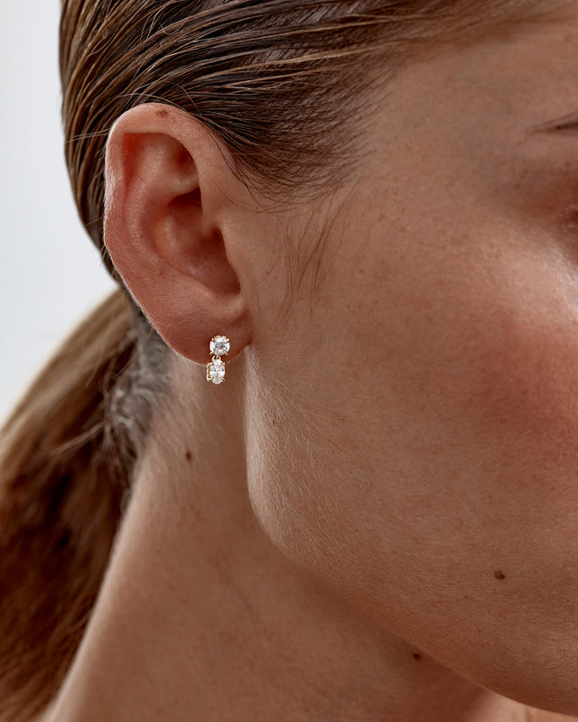 14k Solid Gold Held in Light Lab-Grown Diamond Drop Earring