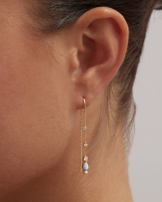 9k Solid Gold Enchanted Light Lab-Grown Diamond Thread Earring