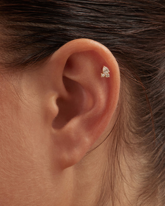 14k Solid Gold Dewdrop Radiance Lab-Grown Diamond Cartilage Earring